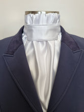Load image into Gallery viewer, ERA EURO CHARIZE STOCKTIE - White satin with piping and silver brooch