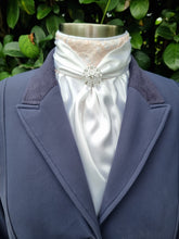 Load image into Gallery viewer, ERA Elle Stock Tie - Soft Ties with Pale Pink Lace detail and Brooch