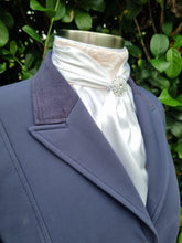 Load image into Gallery viewer, ERA Elle Stock Tie - Soft Ties with Pale Pink Lace detail and Brooch