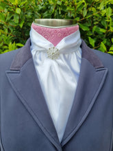 Load image into Gallery viewer, ERA Elle Stock Tie - Soft Ties with Hot Pink detail and Brooch