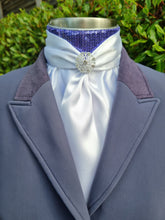 Load image into Gallery viewer, ERA Elle Stock Tie - Soft Ties with Purple sequins & brooch