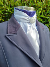 Load image into Gallery viewer, ERA Elle Stock Tie - Soft Ties with Purple sequins & brooch