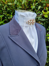Load image into Gallery viewer, ERA Euro Lyndal Stock Tie - White satin with Rose Gold Embellishment