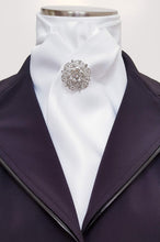 Load image into Gallery viewer, ERA MARY SELF-TIE STOCK - White satin &quot;Traditional Tie Your Own&quot;  with or without brooch
