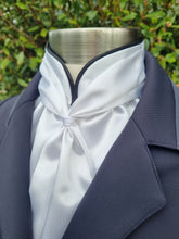 Load image into Gallery viewer, ERA Elle Split Collar Stock Tie - Soft Ties with Split collar, black piping, Swarovski elements and Brooch (Copy)