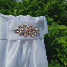 Load and play video in Gallery viewer, ERA Euro Lyndal Stock Tie - White satin with Rose Gold Embellishment