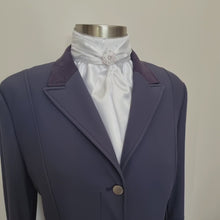 Load and play video in Gallery viewer, ERA ELLE Pre-tied Stock Tie - White satin Soft Ties with White Lace Centre and silver or pearl brooch