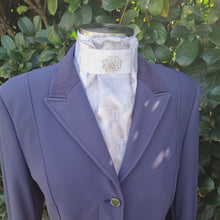 Load and play video in Gallery viewer, ERA Euro Lyndal Stock Tie - White satin and silver diamond brocade with brooch