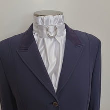 Load and play video in Gallery viewer, ERA EURO CHARIZE STOCKTIE - White satin with white piping & horse shoe brooch