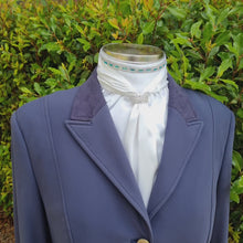 Load and play video in Gallery viewer, ERA Elle Stock Tie - Soft Ties with Aqua & clear crystal trim, piping and Brooch