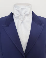 Load image into Gallery viewer, ERA MARY SELF-TIE STOCK - Silver Jacquard "Traditional Tie Your Own"  with or without brooch