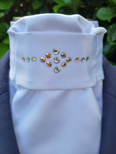 Load image into Gallery viewer, ERA EURO LYNDAL STOCK TIE- White satin or cotton with rose gold and clear crystals
