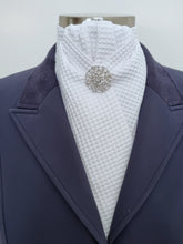Load image into Gallery viewer, ERA DEB WAFFLE WEAVE COTTON STOCK TIE - White Waffle Weave cotton with silver crystal brooch