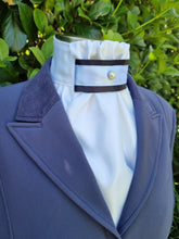 Load image into Gallery viewer, ERA EURO REGAL Stock Tie - White satin, black and white trim, stud pin