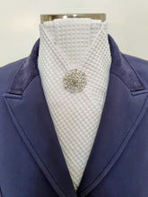 Load image into Gallery viewer, ERA ALEX STOCK TIE - White Waffle Weave cotton with pleated centre & brooch