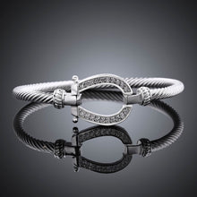 Load image into Gallery viewer, Silver crystal horse shoe bangle / bracelet
