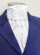 Load image into Gallery viewer, ERA EURO LYNDAL COTTON STOCK TIE - White 100% cotton with pearl cabochons and clear crystals
