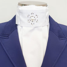 Load image into Gallery viewer, ERA EURO LYNDAL COTTON STOCK TIE - White 100% cotton with pearl cabochons and clear crystals
