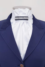 Load image into Gallery viewer, ERA EURO REGAL STOCK TIE - White satin, navy trim with pearl and crystal trim