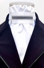 Load image into Gallery viewer, ERA EURO REGAL STOCK TIE - White satin with crystal striped trim