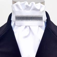 Load image into Gallery viewer, ERA EURO REGAL STOCK TIE - White satin with crystal striped trim