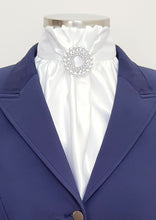 Load image into Gallery viewer, ERA EURO CHEVAL LUSTRE STOCK TIE - White lustre satin with Diore pearl brooch in silver