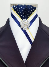 Load image into Gallery viewer, ERA FIONA STOCK TIE - White satin, navy/white polka dots - 4 colours