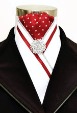 Load image into Gallery viewer, ERA FIONA STOCK TIE - White satin, polka dots with trim and brooch - 4 colours