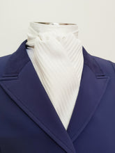 Load image into Gallery viewer, ERA MARY SELF-TIE STOCK - Cream self stripe &quot;Traditional Tie Your Own&quot;  with or without brooch
