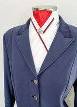 Load image into Gallery viewer, ERA SOPHIE STOCKTIE - White & red with navy & red piping, crystals and brooch
