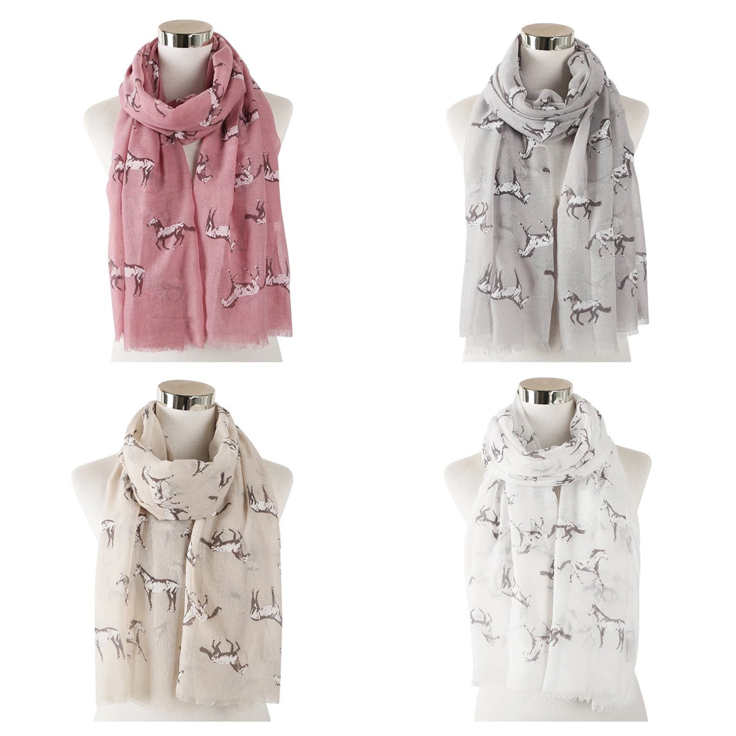 WILLOW Horse Scarf - White, Dusty pink, light grey & cream - Free postage in Australia