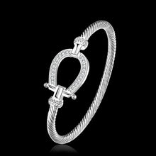Load image into Gallery viewer, Silver crystal horse shoe bangle / bracelet
