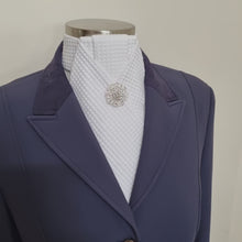 Load and play video in Gallery viewer, ERA ALEX STOCK TIE - White Waffle Weave cotton with pleated centre & brooch