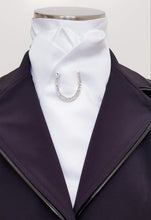 Load image into Gallery viewer, ERA MARY SELF-TIE STOCK - White satin &quot;Traditional Tie Your Own&quot;  with or without brooch
