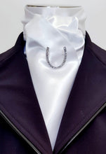 Load image into Gallery viewer, ERA MARY SELF-TIE/PRE-TIED STOCK Tie - White Lustre satin "Traditional Tie Your Own"  with or without brooch