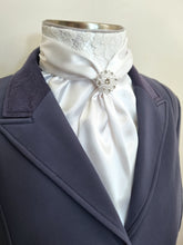 Load image into Gallery viewer, ERA Elle Stock Tie - Soft Ties with Lace detail and Brooch
