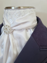 Load image into Gallery viewer, ERA Elle Stock Tie - Soft Ties with Lace detail and Brooch
