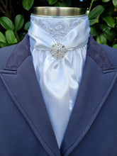 Load image into Gallery viewer, ERA Elle Stock Tie - Soft Ties with Beaded Lace Applique Detail and Brooch
