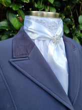 Load image into Gallery viewer, ERA Elle Stock Tie - Soft Ties with Beaded Lace Applique Detail and Brooch
