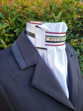 Load image into Gallery viewer, ERA Euro Lyndal Regal Stock Tie - White Satin with Black &amp; Burgundy
