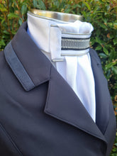 Load image into Gallery viewer, ERA Euro Lyndal Regal Pre-tied Satin Stock Tie - Black &amp; Silver Detail
