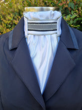 Load image into Gallery viewer, ERA Euro Lyndal Regal Pre-tied Satin Stock Tie - Black &amp; Silver Detail
