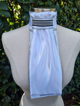 Load image into Gallery viewer, ERA Euro Lyndal Regal Pre-tied Satin Stock Tie - Black &amp; Silver Detail
