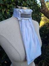 Load image into Gallery viewer, ERA Euro Lyndal Regal Pre-tied Satin Stock Tie - Black &amp; Silver Detail
