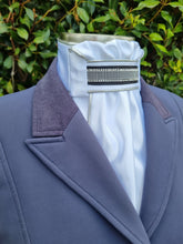 Load image into Gallery viewer, ERA Euro Lyndal Regal Pre-tied Satin Stock Tie - Black &amp; Silver Detail
