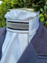 Load image into Gallery viewer, ERA Euro Lyndal Regal Pre-tied Satin Stock Tie - Black &amp; Silver Detail
