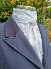 Load image into Gallery viewer, ERA Elle Pre-tied Stock Tie Plastron - White Satin Soft Ties Full Body Flock Georgette &amp; Brooch

