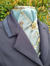 Load image into Gallery viewer, ERA Designer Collection - Pre-tied Stock Tie Plastron - Mint Oriental Brocade - Dragonflies
