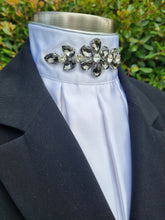 Load image into Gallery viewer, ERA Euro Royale - White satin with Smokey Grey embellishment and silver piping
