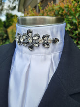 Load image into Gallery viewer, ERA Euro Royale - White satin with Smokey Grey embellishment and silver piping
